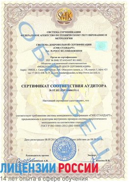 Образец сертификата соответствия аудитора №ST.RU.EXP.00006191-1 Беслан Сертификат ISO 50001